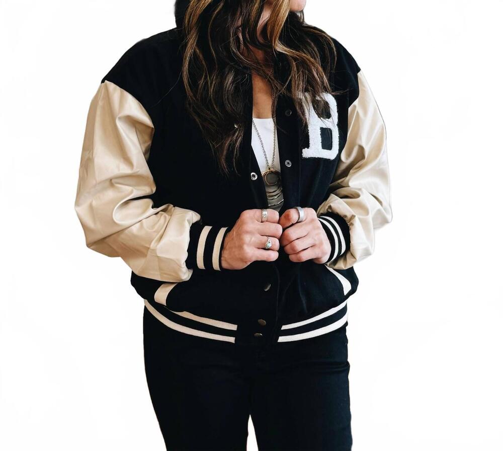 NEW BLUIVY the legacy varsity jacket in black